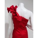 Snap Women's Red Taffeta Stretch One Shoulder Ruffled Cocktail Dress Size 13 Photo 4