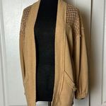 Daytrip LIGHT BROWN LACE INSERT BASIC CARDIGAN Photo 0