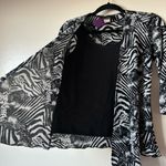 NWT Brittany Black Small White Black Zebra Sequin Cami Pleated Cardigan Vintage Photo 4