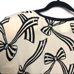 Escada Vintage Silk Bow Print Shirt with Shoulder Pads Black Ivory Size undefined Photo 4