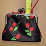 Mini Cherry Print Black & Red Women's small tote red strap big silver pin up Photo 7