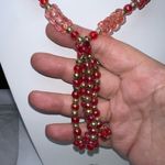 Vintage Pink and Red Bead Fringe Necklace Red Photo 3