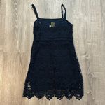 Taylor Sz‎ 2 Navy Blue Crochet Lace Mini Cocktail Elegant Short Party Dress Photo 5