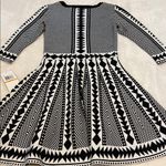 Nina Leonard Black and White Geometric Print Fit & Flare Sweater Dress NWT Photo 15