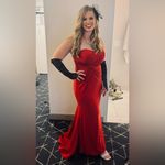 Faviana Knot Front Gown Elegant Red Strapless Evening Size 8 Photo 3