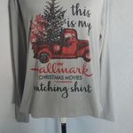Hallmark Christmas Movies Watching 1/4 Zip Ribbed Shirt Top Photo 2