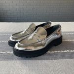 Reformation Agathea Chunky Loafers Silver Mirror Metallic Size 8.5 Photo 4