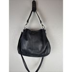 Margot Foldover Crossbody Shoulder Strap Hobo Bag Purse Black Leather Minimal Photo 5