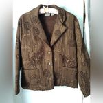 Chico's Chico’s Jacket Size 2 (L) Brown Embroidery Floral Paisley Button Front blazer Photo 3