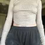 Cute Beige Ribbed Shirt Gray Photo 0