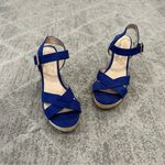 Montego Bay Club Blue Faux Suede Wedge Heels 7 1/2 Photo 0