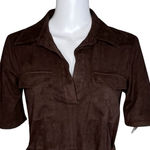 ZARA Dress Womens Small Brown Fit & Flare Belted Microfiber Basic Minimalist Photo 1