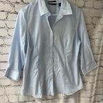 Eddie Bauer  Women’s Blue Striped Collared Button Down Shirt Photo 2