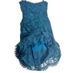 Dolce & Gabbana  Petrol Blue Ruched Lace Bustier Dress Photo 3