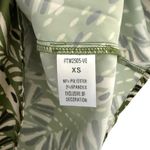 THML NWT Green Palm Print Top Faux Leather Trim Puff Sleeve Blouse Size XS Photo 8