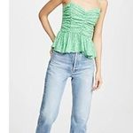 Likely  Green Sleeveless Sweetheart Ruched Julianne Floral Peplum Top Size S Photo 2