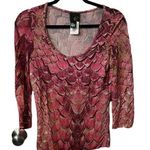 Just Cavalli  Pink Godet Feather Pattern Long Sleeve Size Small Blouse. Photo 0