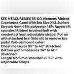 SO  Ribbed Crocheted Cami With Bra Size XXL Juniors Stretch Women New Photo 9