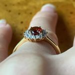 Natural Red Garnet Sterling Silver Halo Ring Gold Photo 1