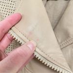 Michael Kors Tan Leather Laser Cut Bomber Moto Zip Jacket Womens S Classic Photo 5