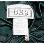 Vintage Deadstock Velvet Puff Sleeve Dress 90s Formal Rhinestone Hoco Size 11 Green Photo 4