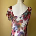 Joseph Ribkoff Floral Mesh Sheath Dress Watercolor Print Ruched Asymmetrical 12 Photo 5