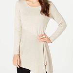 Alfani  Asymmetrical Metallic Beige Womens Long Sleeve Shirt Size Extra Large Photo 0