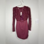 Haute Monde Chic  Burgundy Crochet Lace Bodycon Dress Long Sleeve Size Small 33” Photo 9