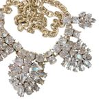 J.Crew  Statement Necklace Cluster Crystal Clear Rhinestone Brass Plated Photo 3