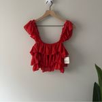 Free People Free-Est Ribbed Ruffle Cropped Top in Fiesta Red Tank Tiered Crop M Photo 2