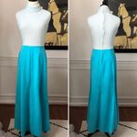 Vintage 60s Sleeveless Turtleneck Maxi Mock Neck Dress M Blue Size M Photo 2