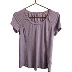 Lululemon Run Wild Short Sleeve Shirt Tech Top Sz 8 Lavender Rose Quartz Ruffle Photo 0
