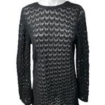 Miss Selfridge Black Crochet Open Back Long Sleeve Beach Cover Up Dress Sz 12-14 Photo 0