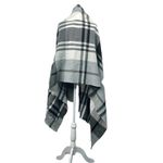 Source Unknown Shawl Vest with arm holes pockets Window Pane plaid oversized black gray white Photo 1