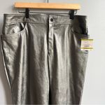 Anne Klein Women’s Gunmetal Faux Leather Straight Slim Pant Grey Bronze Metallic Photo 4