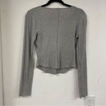 Free People Intimately Grey Ribbed Long Sleeve Cropped Henley Blouse Womens XS Photo 6