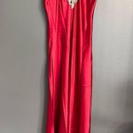 Elegant Vintage Red Satin Maxi Slip Dress Lace Trim Sleepwear Women’s Sz S EUC Photo 3