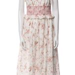 Christian LaCroix  White Pink Floral Print Ruffle Sleeveless Midi Length Dress L Photo 0