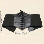 Vintage Style Lace Up Faux Leather Elastic Girdle Black Casual Wide Waistband Photo 5