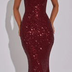 Babyboo NEW Odette Maxi Dress In Wine Cocktail Mermaid Gown Size Small Photo 0