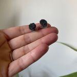 Kendra Scott Black Druzy Stud Earrings Sparkle Gemstone Statement Boho Chic Goth Photo 2