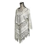 R & F Ivory Crochet Sheer Tunic Blouse L Boho Beach Festival Swim Cover Western White Size L Photo 2