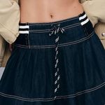 Anthropologie Pilcro Sporty Tiered Denim Mini Skirt Size Medium Blue Photo 0