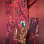 Chico's Vintage 80's Blazer Silk Duster Fashion Trench Red Metallic Print Size 2 Photo 2