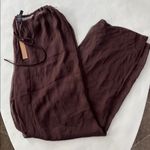 SKIMS NWT  SILK Sheer Brown Drawstring Wide Leg Pant Size Large Photo 1