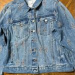 Sam Edelman Billie Oversized Trucker Jacket Med Rhinestone Embroidery Concert Photo 7