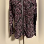 Michael Kors Preloved Black and Pink Floral Paisley Zip Up Blouse size medium Photo 3