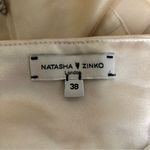 Natasha Zinko Strapless Peplum Tube Top Gold Embroidered Pom Pom Flowers sz 4 Photo 9