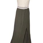 Iz Byer  Lace Bodice Maxi Dress Keyhole Front Olive XS Juniors Photo 0
