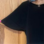 ZARA  Short Flutter Sleeve Lace Inset‎ Open Back Romper in Black Size XS Photo 2